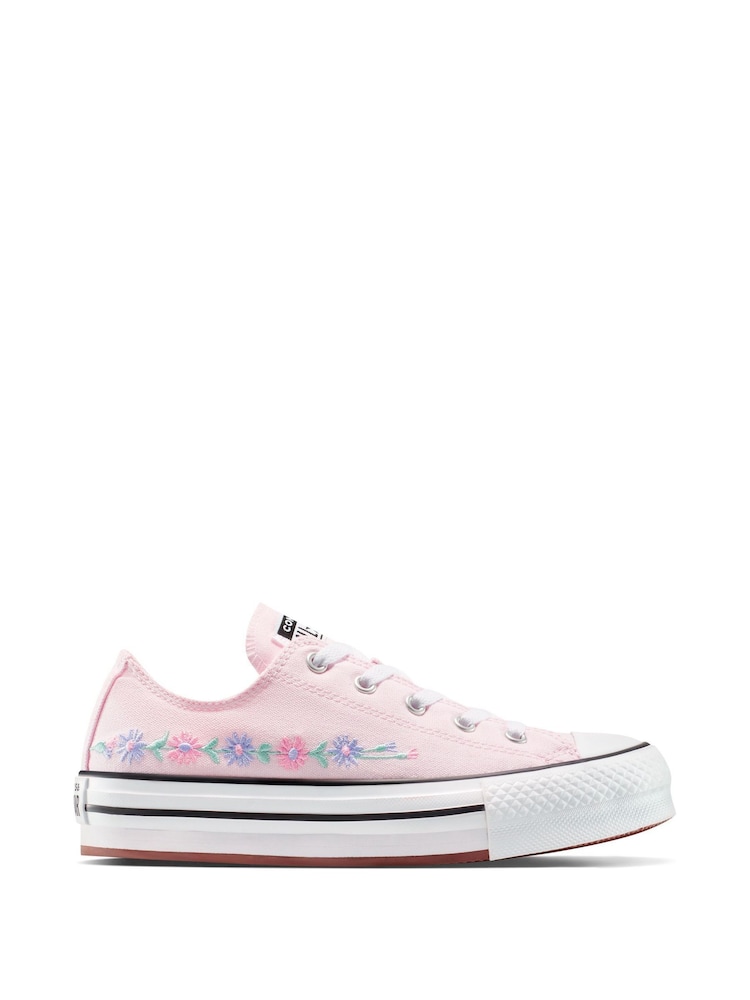 Converse Youth Chuck Taylor Floral Print Embroidered EVA Lift Ox Trainers - Imagen 9 de 9