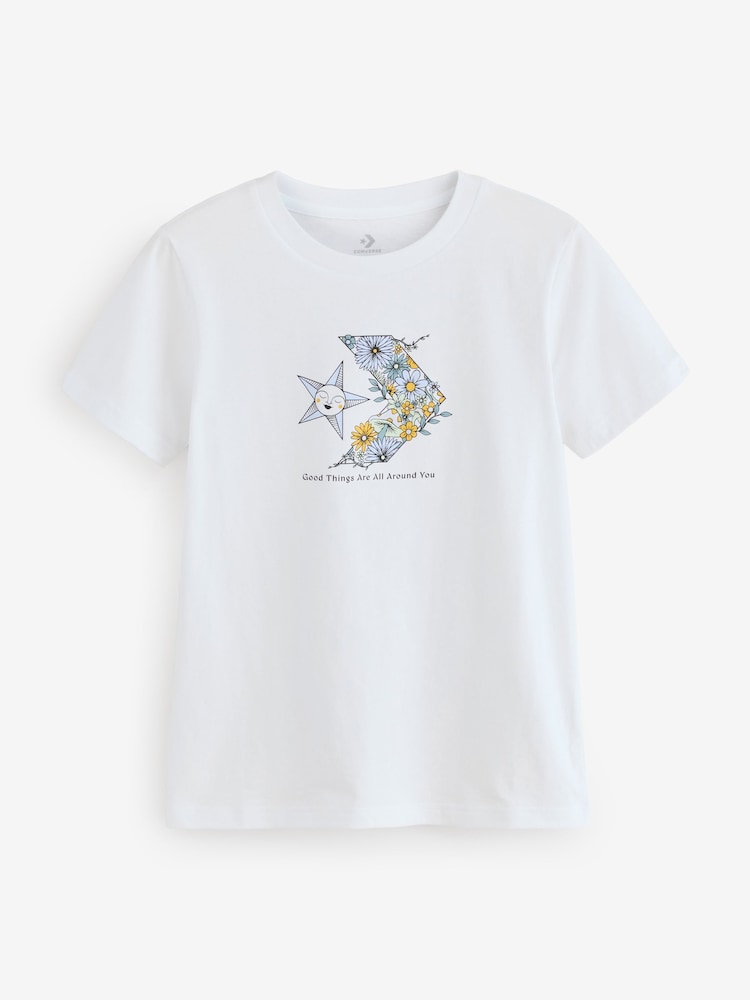 Converse White 100% Cotton White Star Chevron Graphic T-Shirt - Image 1 of 1