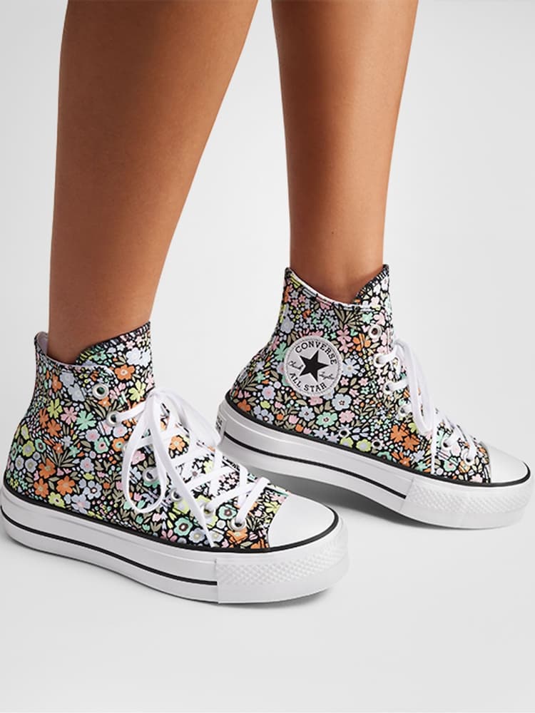 Converse Grey Chuck Taylor All Star Lift Ditsy Florals Trainers - Image 1 of 11 Converse Grey Chuck Taylor All Star Lift Ditsy Florals Trainers - Image 1 of 11