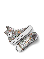 Converse Grey Chuck Taylor All Star Lift Ditsy Florals Trainers - Image 10 of 11