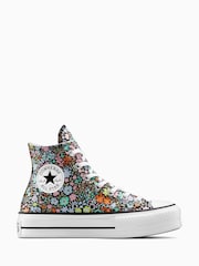 Converse Grey Chuck Taylor All Star Lift Ditsy Florals Trainers - Image 4 of 11