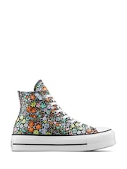 Converse Grey Chuck Taylor All Star Lift Ditsy Florals Trainers - Image 5 of 11