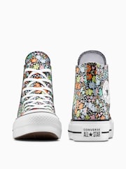 Converse Grey Chuck Taylor All Star Lift Ditsy Florals Trainers - Image 7 of 11