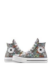 Converse Grey Chuck Taylor All Star Lift Ditsy Florals Trainers - Image 8 of 11