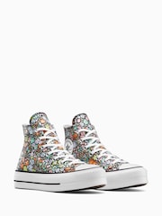 Converse Grey Chuck Taylor All Star Lift Ditsy Florals Trainers - Image 9 of 11