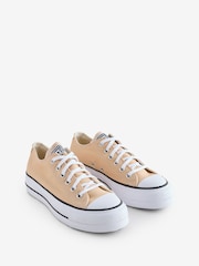 Converse Brown Platform Lift Chuck Ox Trainers - Image 3 of 9