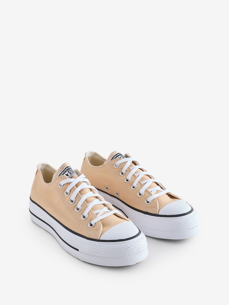 Converse Brown Platform Lift Chuck Ox Trainers - Image 3 of 9