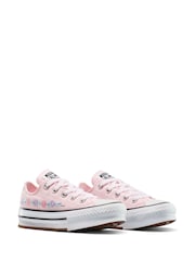 Converse Pink Chuck Taylor Floral Print Embroidered EVA Lift Ox Trainers - Image 3 of 9