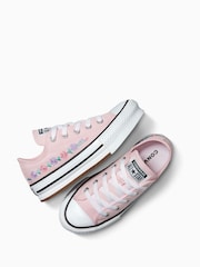 Converse Pink Chuck Taylor Floral Print Embroidered EVA Lift Ox Trainers - Image 5 of 9