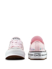 Converse Pink Chuck Taylor Floral Print Embroidered EVA Lift Ox Trainers - Image 7 of 9