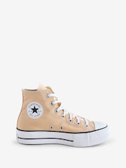 Converse Brown Pale Platform Lift High Top Trainers - Image 1 of 9