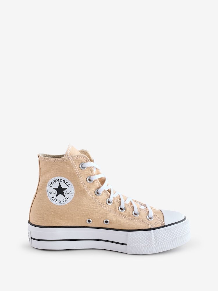 Converse Brown Pale Platform Lift High Top Trainers - Image 1 of 9