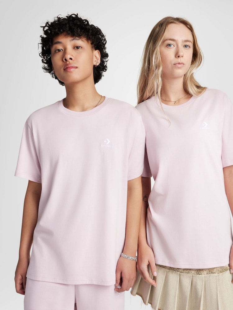 Converse Pink Embroidered Star Chevron T-Shirt - Image 1 of 4