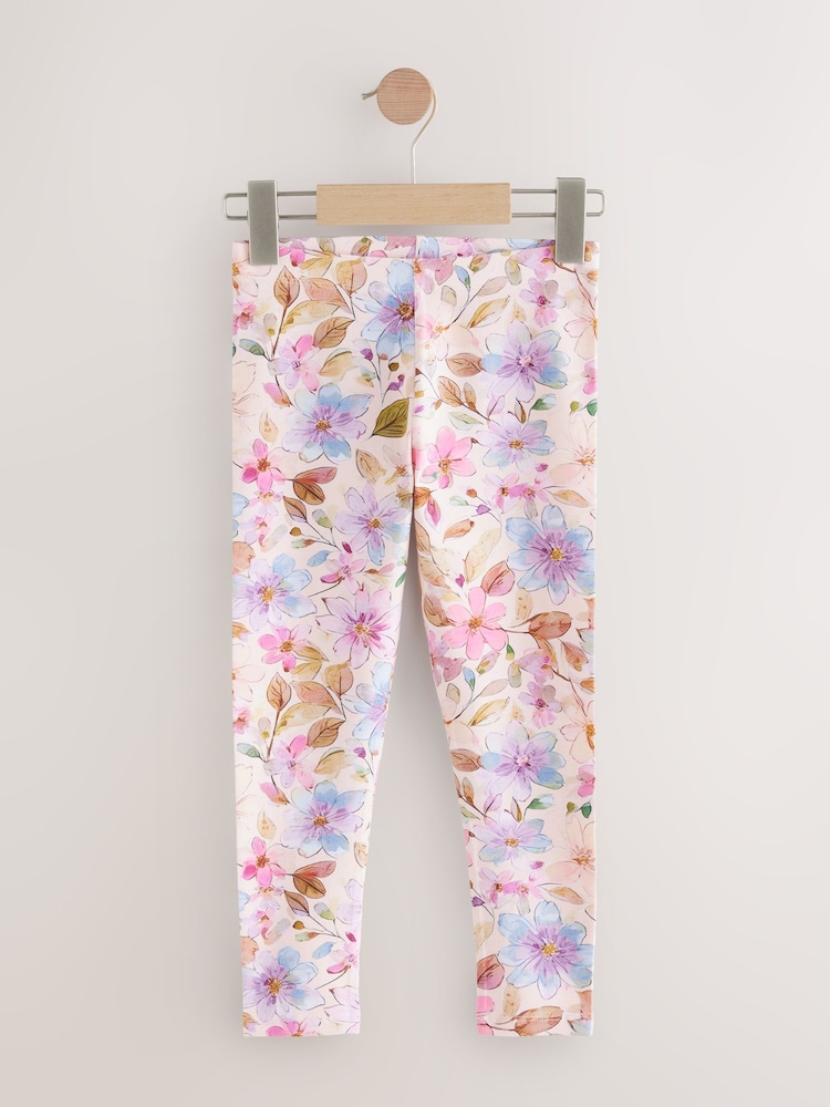 Pink Floral Printed Leggings (3-16yrs) - Image 1 of 4