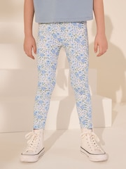 Blue/White Floral Printed Leggings (3-16yrs) - Image 1 of 4