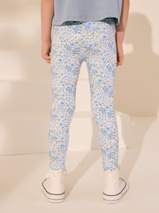 Blue/White Floral Printed Leggings (3-16yrs) - Image 3 of 4