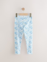 Blue/White Floral Printed Leggings (3-16yrs) - Image 6 of 8