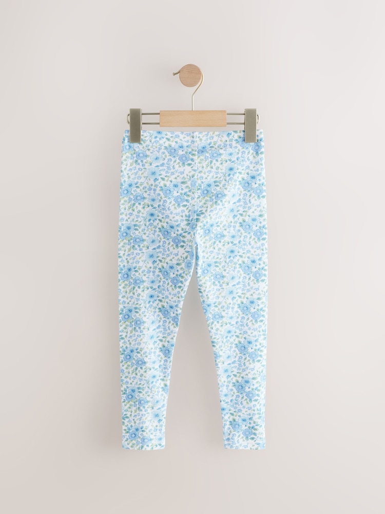 Blue/White Floral Printed Leggings (3-16yrs) - Image 6 of 8