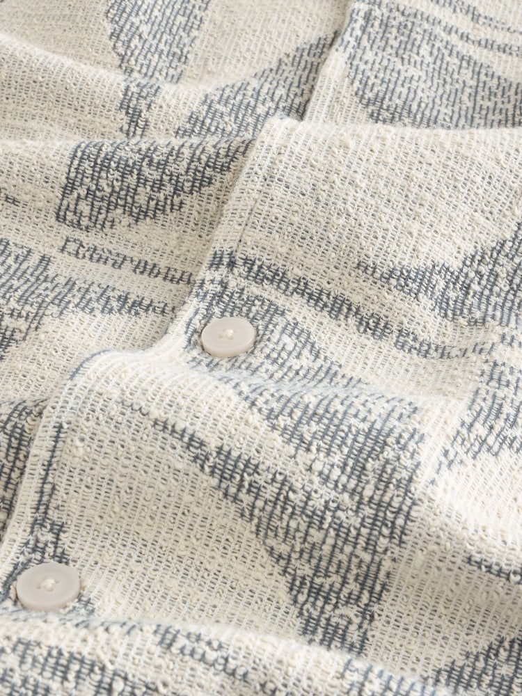 Grey/White Cuban Collar Textured Jersey Short Sleeve Shirt - Image 6 of 7