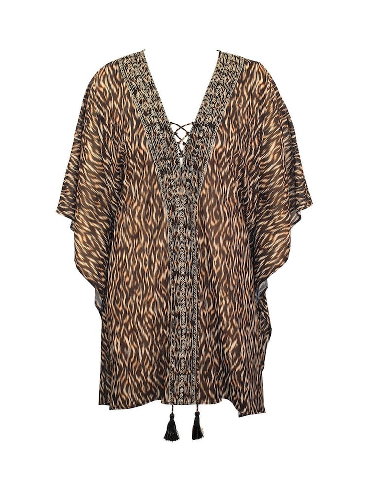 Miraclesuit Black Kaftan in Topkapi Ikat Print - Image 6 of 6
