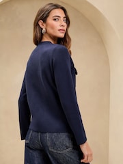 Lipsy Navy Buttoned Crew Neck Knit Cardigan - Image 4 of 4