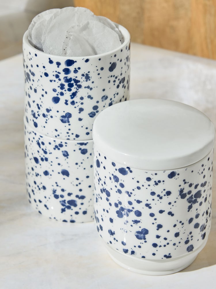 Set of 3 Blue Stacking Storage Jars - Image 5 of 5 Set of 3 Blue Stacking Storage Jars - Image 5 of 5