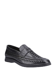 črna - Hush Puppies Bowie Woven Leather Loafers - Slika 3 iz 4