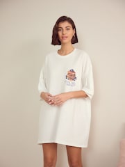 White Pancakes Oversized 100% Cotton Night T-Shirt - Image 2 of 5