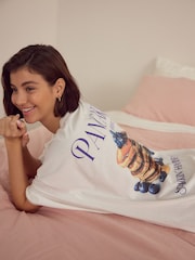 White Pancakes Oversized 100% Cotton Night T-Shirt - Image 3 of 5
