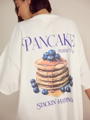 White Pancakes Oversized 100% Cotton Night T-Shirt - Image 4 of 5