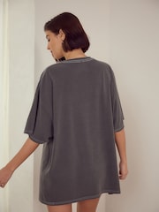 Charcoal Grey Pasta Oversized 100% Cotton Night T-Shirt - Image 2 of 4