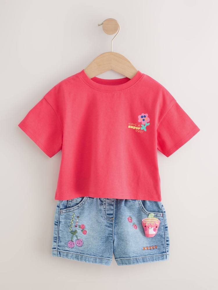 Bright Red Short Sleeve T Shirt And Shorts Set (3mths-7yrs) - Image 5 of 8