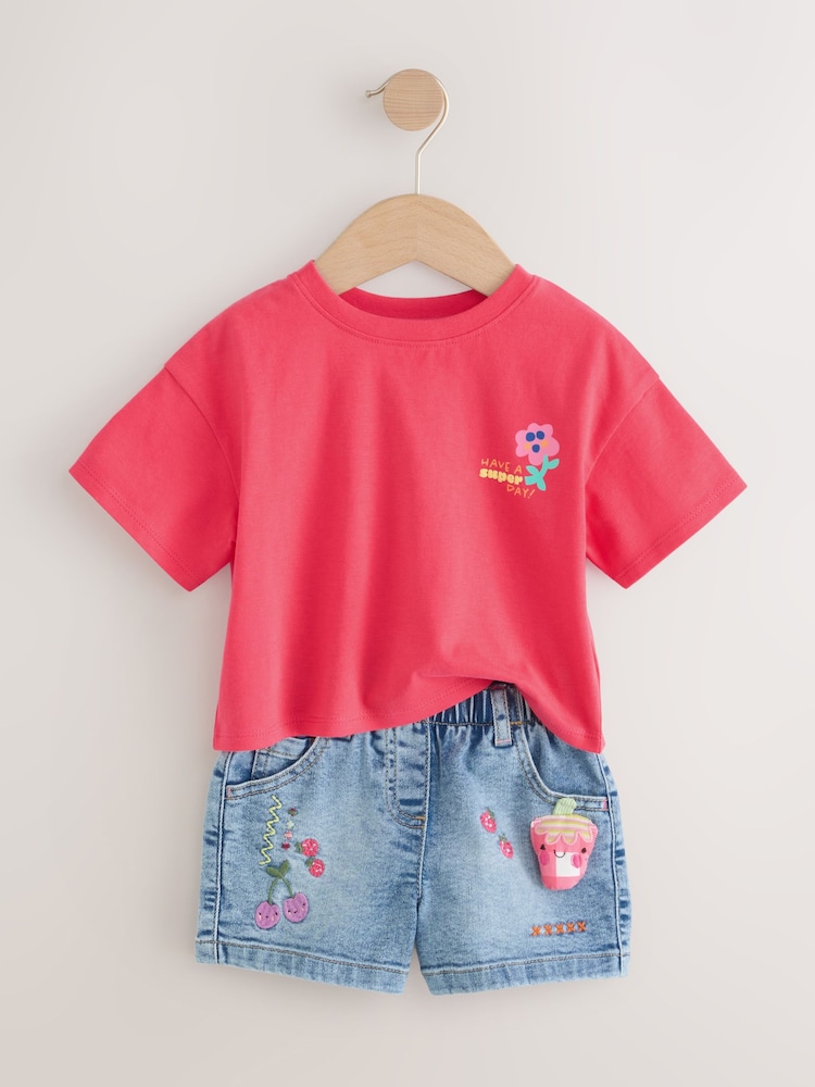 Bright Red Short Sleeve T Shirt And Shorts Set (3mths-7yrs) - Image 6 of 8