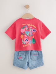 Bright Red Short Sleeve T Shirt And Shorts Set (3mths-7yrs) - Image 7 of 9
