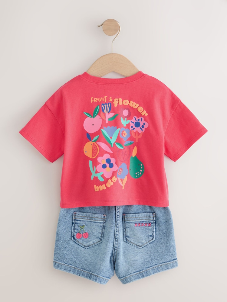 Bright Red Short Sleeve T Shirt And Shorts Set (3mths-7yrs) - Image 7 of 8