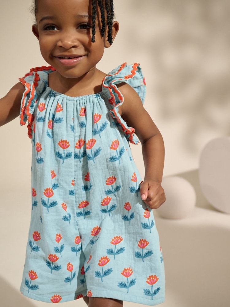 Blue Pull-On Playsuit (3mths-7yrs) - Image 1 of 8 Blue Pull-On Playsuit (3mths-7yrs) - Image 1 of 8
