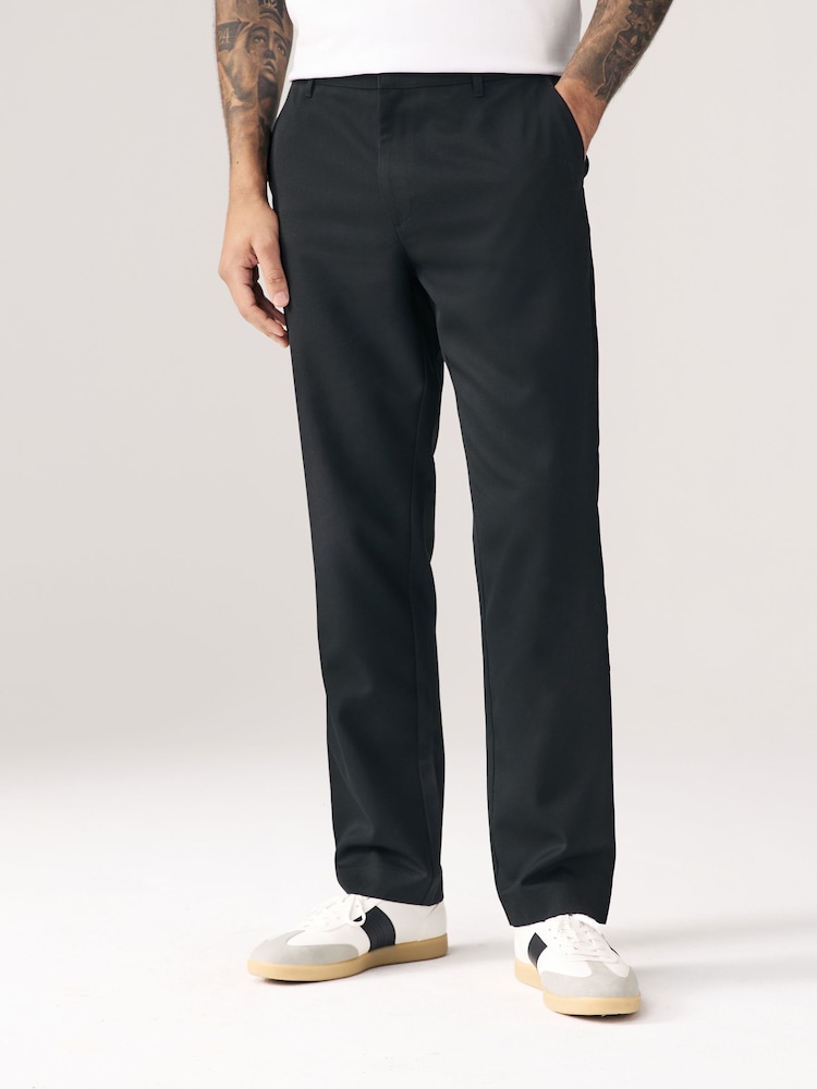 Noir - Ajustement régulier - Lot de 2 pantalons intelligents unis sur le devant - Image 1 of 9