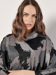 Apricot Grey Paint Patches Cowl Neck Midi Dress - Image 3 of 5