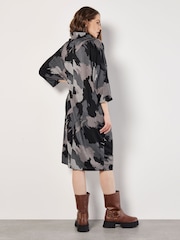 Apricot Grey Paint Patches Cowl Neck Midi Dress - Image 4 of 5
