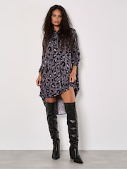 Apricot Grey Cheetah Batwing High Low Dress - Image 1 of 4