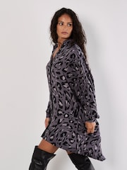 Apricot Grey Cheetah Batwing High Low Dress - Image 3 of 4