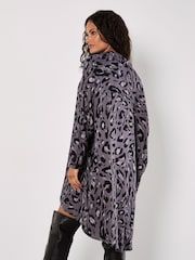Apricot Grey Cheetah Batwing High Low Dress - Image 4 of 4