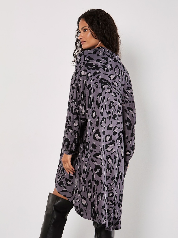 Apricot Grey Cheetah Batwing High Low Dress - Image 4 of 4