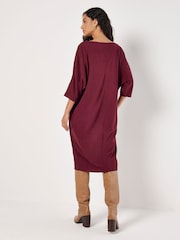 Apricot Red Bonded Rib Cocoon Dress - Image 3 of 4