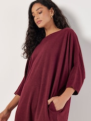 Apricot Red Bonded Rib Cocoon Dress - Image 4 of 4