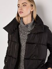 Apricot Black Quilted Belted Coats - Image 5 of 5