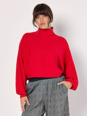 Apricot Red Roll Neck Batwing Jumper - Image 2 of 4