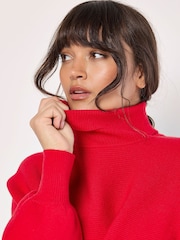 Apricot Red Roll Neck Batwing Jumper - Image 3 of 4