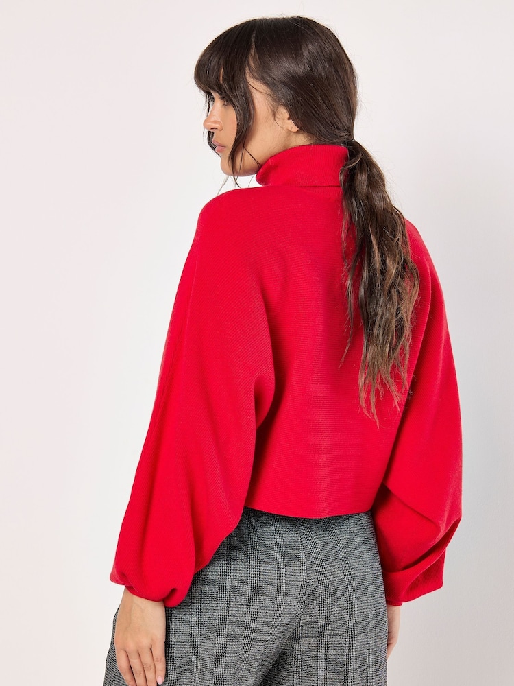 Apricot Red Roll Neck Batwing Jumper - Image 4 of 4
