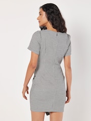 Apricot Black Wrap Bodycon Dogtooth Dress - Image 2 of 4